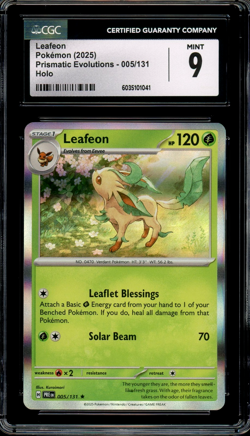 CGC 9 Mint Leafeon Holo Prismatic Evolutions 005/131 Pokemon - Image 1