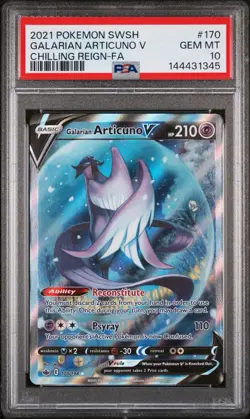 POKEMON 2021 GALARIAN ARTICUNO V SWORD & SHIELD CHILLING REIGN #170 PSA 10 - Image 1
