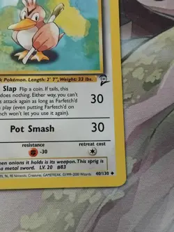 Pokemon TCG Farfetch'd Base Set 2 40/130 Regular MP. - Image 5