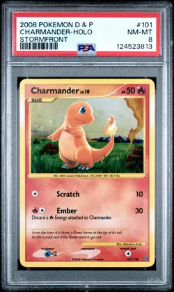 2008 POKEMON DIAMOND & PEARL STORMFRONT #101 CHARMANDER-HOLO PSA 8 - Image 1