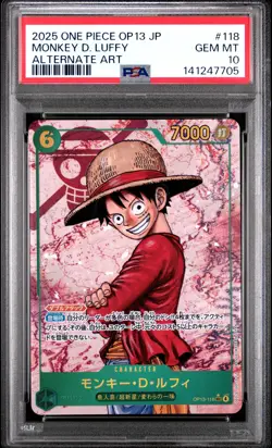 2025 ONE PIECE JPN OP13-CARRYING ON HIS WILL #118 MONKEY D. LUFFY PSA 10 - Image 1