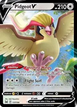 Pidgeot V 137/196 Ultra Rare Holo SWSH11: Lost Origin Pokemon Card - Image 1