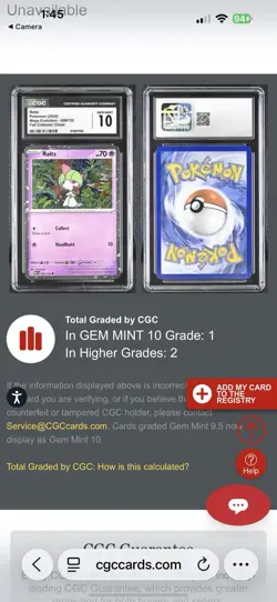 Pokemon Card COSMOS RALTS Mega Evolutions Promo PRISTINE GRADE 10 POP 1 Not Psa - Image 3