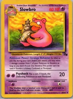 Slowbro 43/62 Non Holo Fossil - Pokemon Card - LP - Image 1