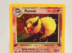 1st Edition Holo Flareon Card - Ungraded NM - Jungle 3/64 - Wizards WOTC 1999 - Image 2