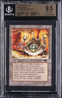 1994 MAGIC: THE GATHERING ANTIQUITIES CLAWED SPHERE C2 L URZA'S MINE BGS 9.5 - Image 1