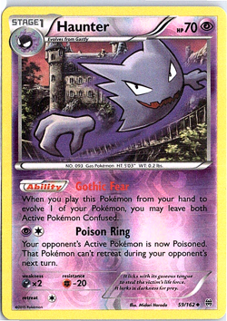 Pokemon XY Stage1 BREAKthrough 59/162 Haunter Reverse Holo Foil LP - Image 1