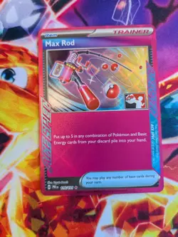 Play! Pokemon Prize Pack Series 7 Prismatic Evolutions 116/131 Max Rod ACE read! - Image 2