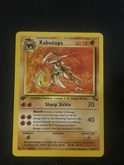 Pokemon TCG Kabutops Fossil Card 24/62 1st Edition Rare, LP - Image 1