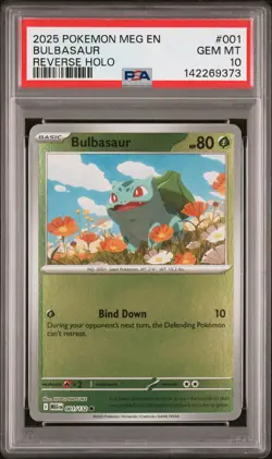 2025 POKEMON MEG EN-MEGA EVOLUTION REVERSE HOLO #001 BULBASAUR PSA 10 - Image 1