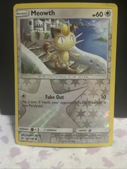 Reverse Holo Meowth #101/147 Common SM - Burning Shadows Pokemon - Image 1