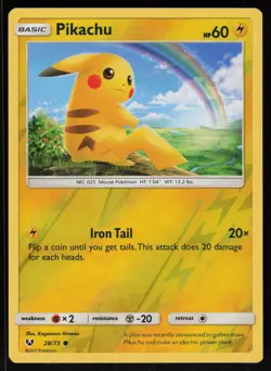 Pikachu 28/73 Common Shining Legends Reverse Holo Pokemon - Image 1