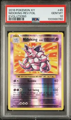 2016 Pokemon XY Evolutions Nidoking #45 PSA 10 Reverse Holo Foil - Image 3