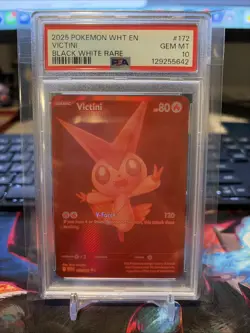 2025 POKEMON WHT EN-WHITE FLARE BLACK WHITE RARE #172 VICTINI PSA 10 - Image 1