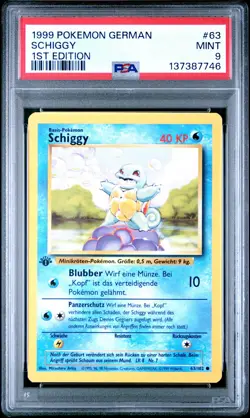 1999 POKEMON GERMAN 1ST ED #63 SCHIGGY PSA 9 - Image 1