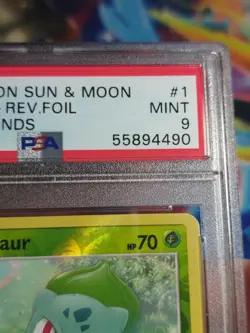 2017 Pokemon Sun & Moon Bulbasaur 1/73 Reverse Holo PSA 9 - Image 4