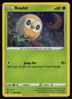 Rowlet SWSH220 Holo Promo SWSH Black Star Pokemon - Image 1
