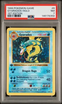 1999 POKEMON GAME 1ST ED #6 GYARADOS-HOLO PSA 7 - Image 1