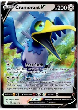 Holo Cramorant V 054/072 Ultra Rare Shining Fates Pokemon TCG - Image 1