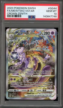 Pokemon Mewtwo VSTAR Crown Zenith Galarian Gallery Full Art #GG44 PSA 10 - Image 1