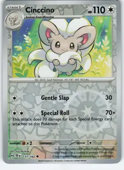 Cinccino - 137/162 Uncommon Reverse Holo SV05: Temporal Forces NM Pokemon - Image 1