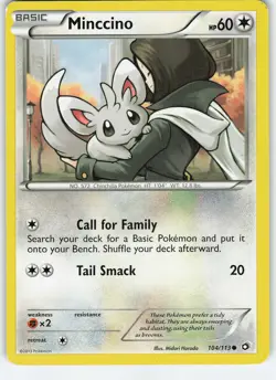 Minccino 104/113 Legendary Treasures Common Normal MP Pokemon - Image 1
