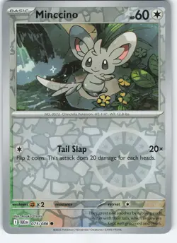 Minccino 075/086 Common Reverse Holo SV: Black Bolt NM Pokemon - Image 1