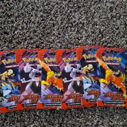 Pokemon Destined Rivals 6 Booster Packs Mewtwo moltress TCG English - Image 1
