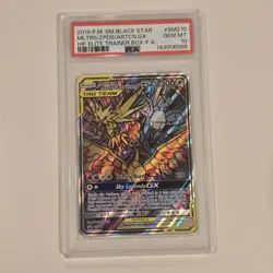 Pokemon TCG Moltres Zapdos Articuno GX Stained Glass SM210 PSA 10 - Image 1