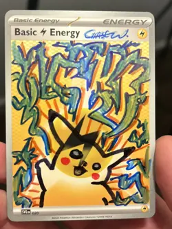 Hand Drawn Pokemon Pikachu Energy Card Original Art 1/1 custom - Image 1