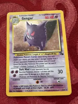 Pokemon TCG Gengar Fossil Holo Card 5/62 Unlimited Rare 1999 - Image 1