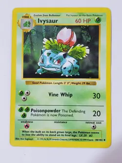 1999 Pokemon TCG Base Set Shadowless #30/102 Ivysaur Uncommon Card MP - Image 1