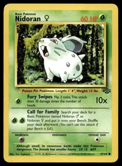 Nidoran 57/64 Pokemon Card Jungle Common 60 HP Lightly Played FV - Image 1