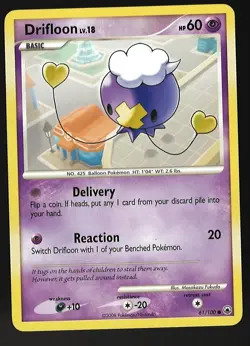 Drifloon 61/100 Pokemon Card Majestic Dawn Common 60 HP Near Mint KE - Image 1