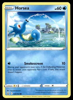 Horsea 31/163 Pokemon Card Battle Styles Common 60 HP Lightly Played NC - Image 1