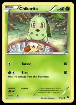 Chikorita 1/122 Pokemon Card BREAKpoint Common 60 HP Lightly Played CH - Image 1
