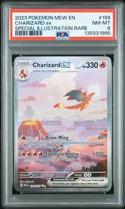 2023 POKEMON MEW EN-151 SPECIAL ILLUSTRATION RARE #199 CHARIZARD EX PSA 8 - Image 1