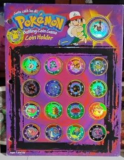 Lot of 17 Hasbro 1999 Pokemon Battling Coin Game Coins with Holder Vintage Rare - Image 1