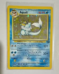 2000 Pokemon FRENCH Unlimited Jungle Aquali Vaporeon Holo Rare 12/64 - Image 1