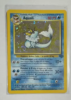 2000 Pokemon FRENCH Unlimited Jungle Aquali Vaporeon Holo Rare 12/64 - Image 2