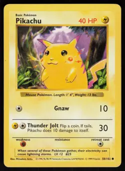 Pikachu 58/102 Common Shadowless Red Cheeks Base Set Pokemon - Image 1