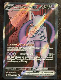 Pokemon Destined Rivals Team Rocket’s Mewtwo ex 213/182 Full Art Ultra Rare NM - Image 3