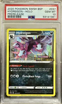 2020 Pokemon SWSH BSP Hydreigon Holo SWSH037 Prerelease PSA 10 GEM MINT - Image 1