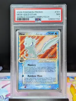2008 Pokemon TCG - Promo Mew Gold Star World Championship Empotech PSA 7 NM - Image 1