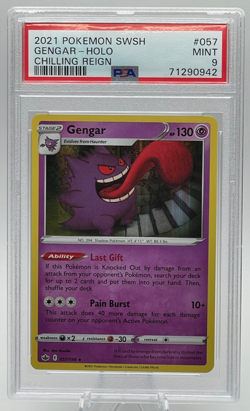 2021 POKEMON SWORD & SHIELD CHILLING REIGN #057 GENGAR-HOLO PSA 9 MINT - Image 1