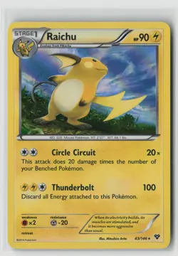 RAICHU 43/146 XY BASE SET HOLO RARE POKEMON TCG NM - Image 1