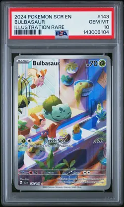 2024 POKEMON SCR EN-STELLAR CROWN ILLUSTRATION RARE #143 BULBASAUR PSA 10 - Image 1
