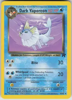 Pokemon Dark Vaporeon Uncommon Team Rocket 45/82 MP - Image 1