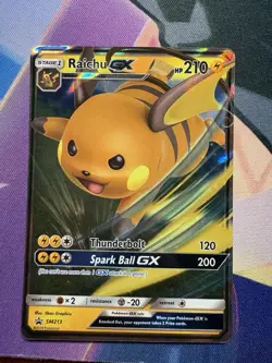 Pokemon TCG Raichu GX SM213 Black Star Promo Full Art Holo Rare NM Condition - Image 1