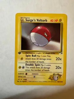 Lt. Surge's Voltorb 84/132 1st Edition Pokemon Card non holo pre-owned - Image 1